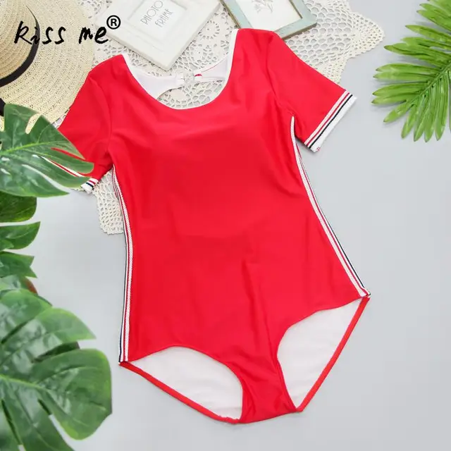 Solid Sexy Backless One Piece Swimsuit 2018 Swimwear Women Bodysuit Red