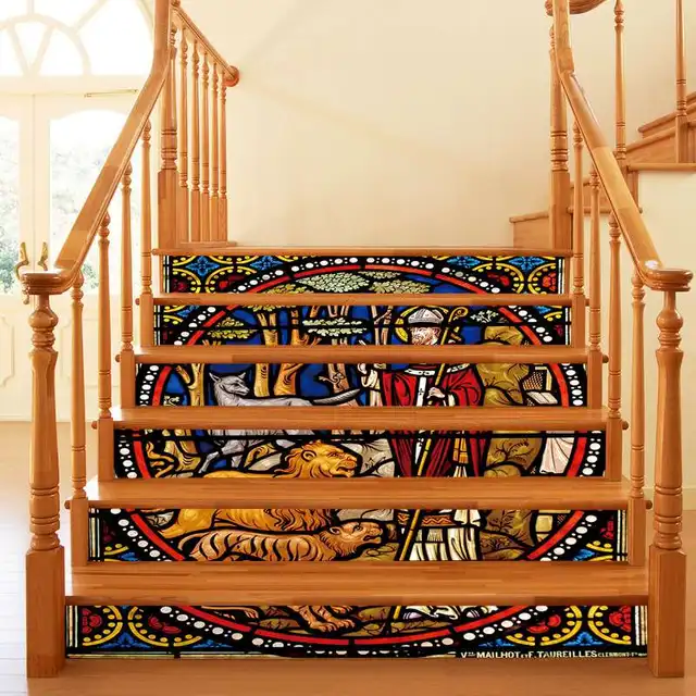 Set of 6 Stair Sticker Decals DIY Tile Decals Mexican Traditional Talavera Waterproof Home Decor Staircase Decal Stair Mural Decals 7''W x 39''L LTT-028 