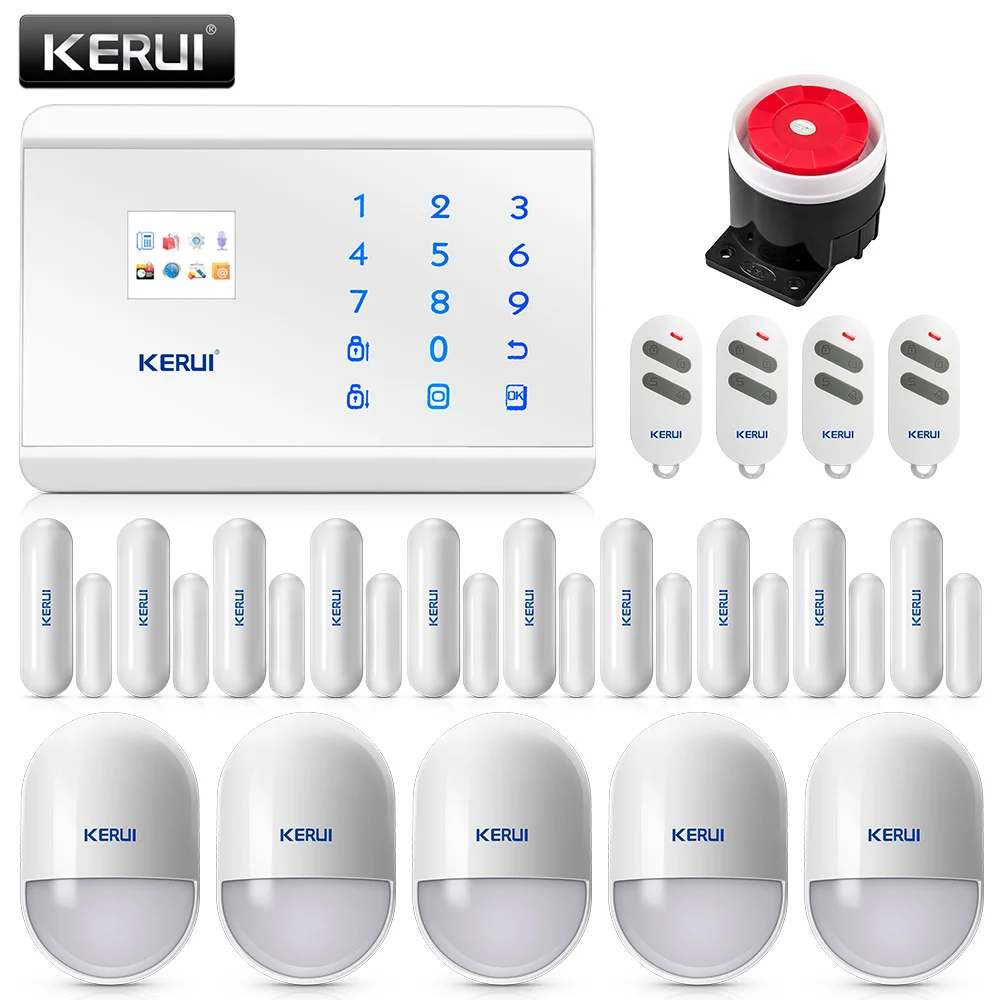 

Original KERUI Voice Prompt PSTN GSM Alarm System Touch Dual APP Controlled Home Security Alarm Sensor Detector Burglar Alarm