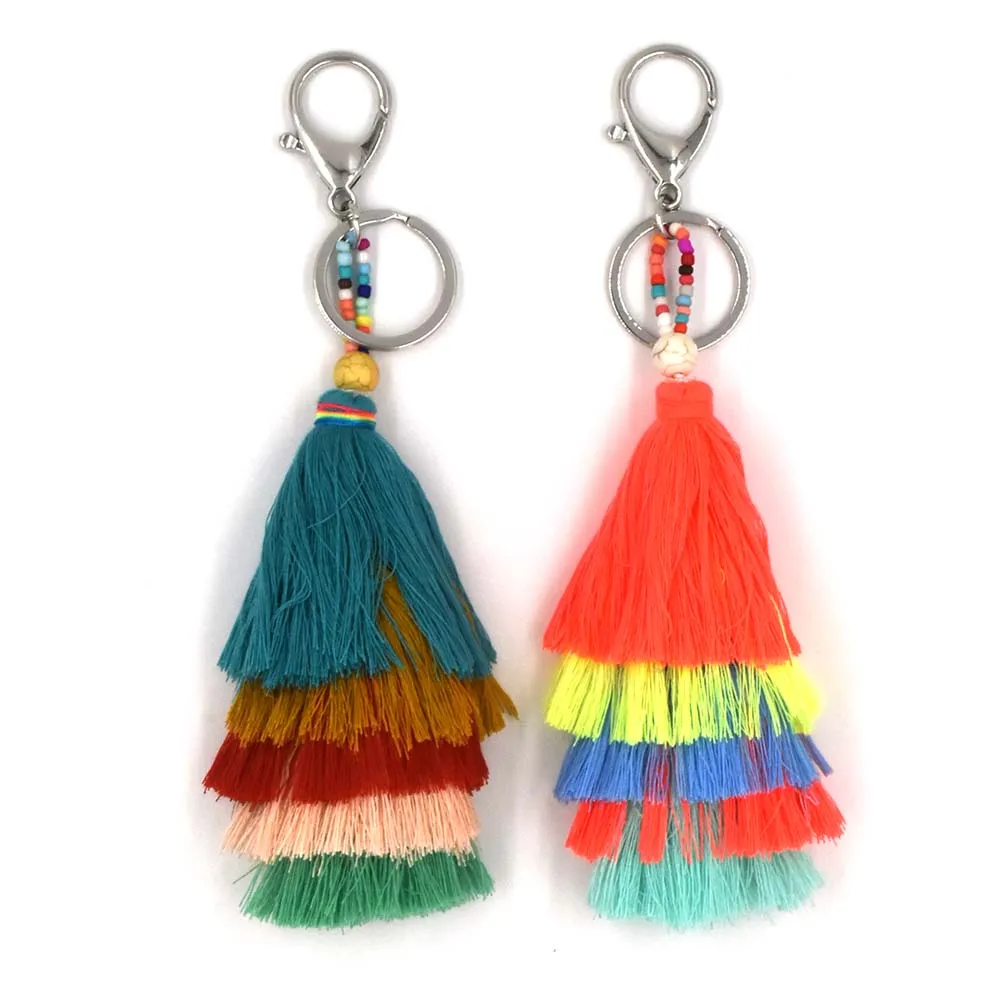 2017 new Bohemian car key chains lanyards Key rings key finders peace symbol Keychains tassel pendants bag rings bag chain