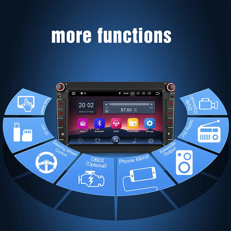 Best Pumpkin Android 8.1 Car Multimedia Player2 din 8"IPS Car Radio GPS Audio Stereo No DVD Player For VW/Volkswagen/POLO/PASSAT/Golf 9