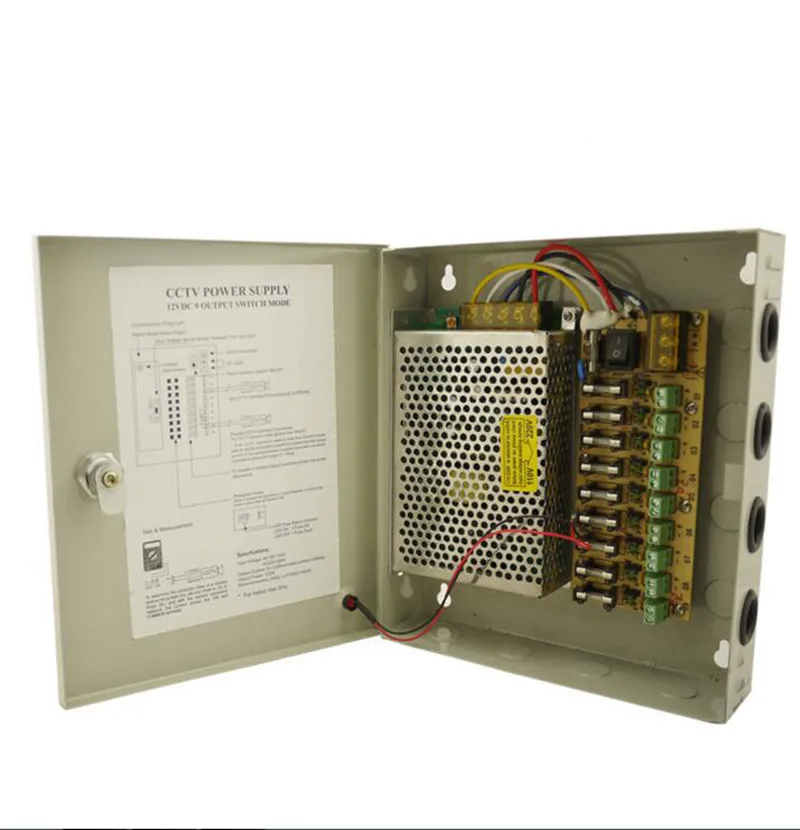 12v 10a Switching Power Box Cctv 9 Output Way Fuse 10pcs Switching