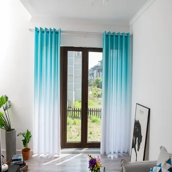 

Leaves Sheer Curtain Tulle Window Treatment Voile Drape Valance 1 Panel Fabric Gradient colour upper curtain