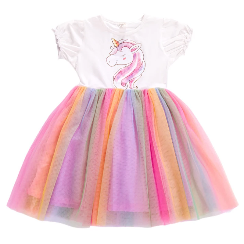 

Summer Girls Unicorn Dress Children Rainbow Butterfly Princess Birthday Party Dress Kids Wedding Carnival Dresses Baby Vestidos