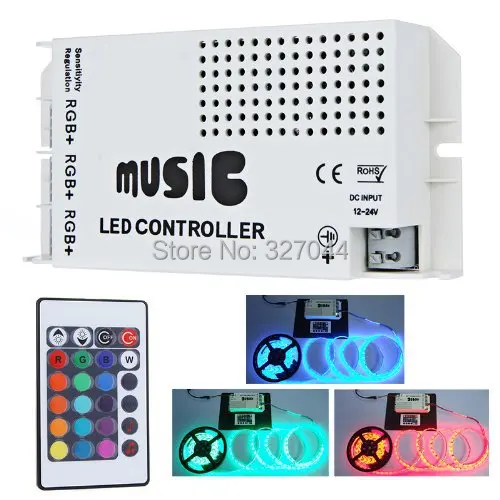 

1pcs free shipping DC 12V Sound Sensor Music IR LED Controller 24 key Remote for RGB Light Strip