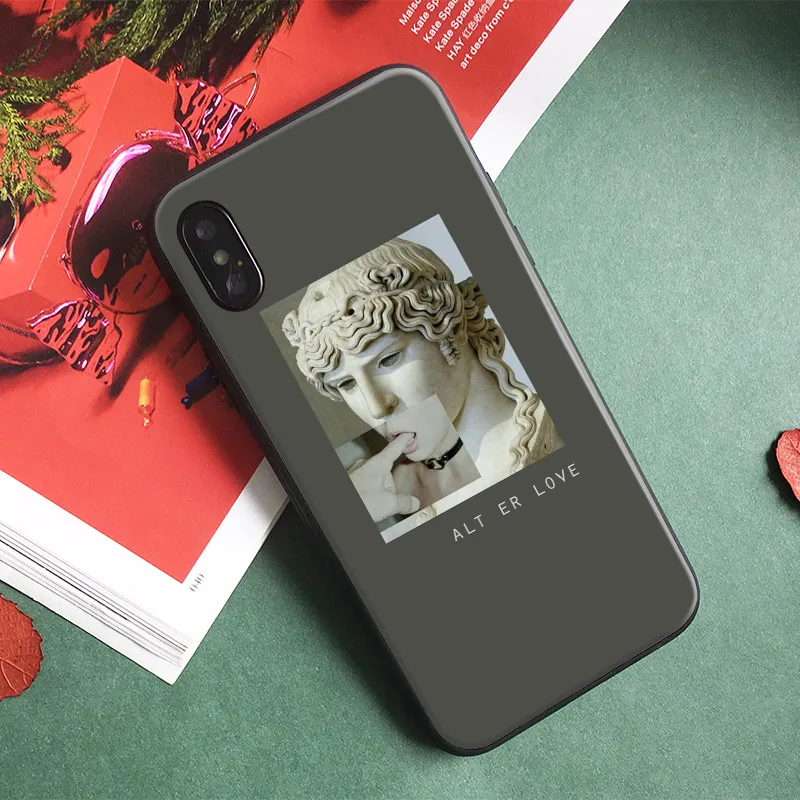 

Fashion Plaster statue funny painting Soft Silicone Phone Case Shell Cover For Apple iPhone 5 5s Se 6 6s 7 8 Plus X XR XS MAX