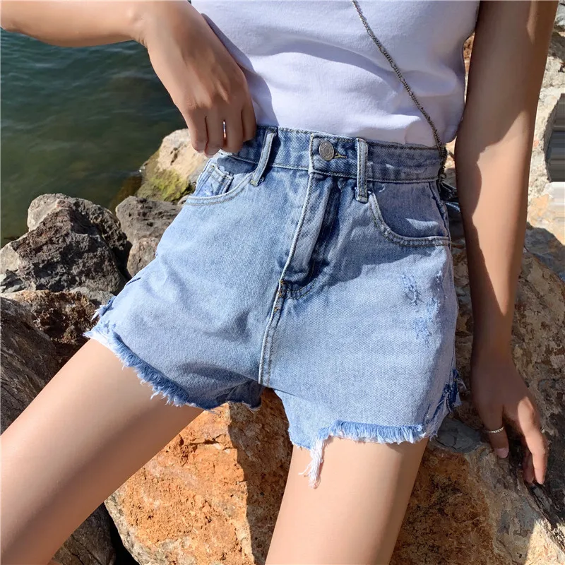 S-XL высокая талия джинсовые шорты джинсы для женщин для лето 2019 г. дамы свободные chic Стиль Горячие s (Z6309)