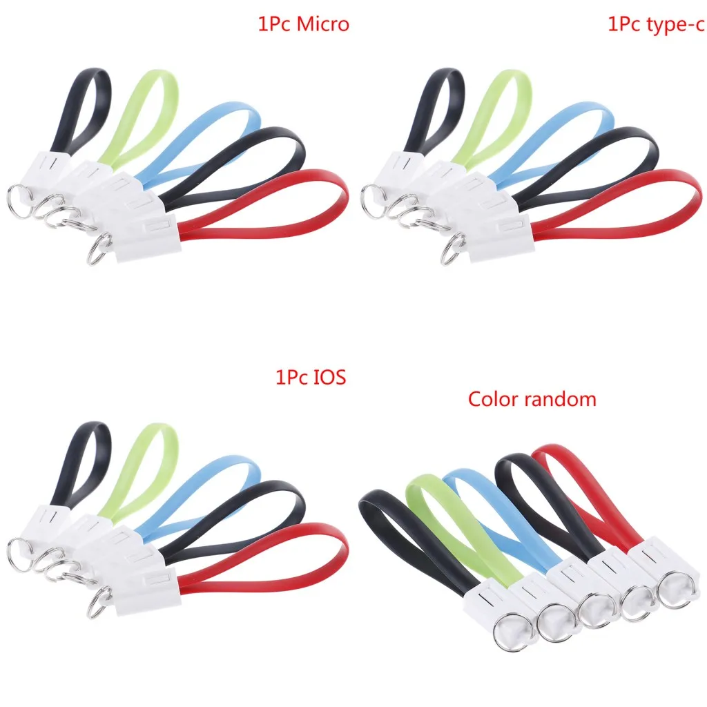 

2019 Hot 1PC 2 Ways Use Key Chain Original USB Cable For IPhone Micro IOS Type-c Charger Micro USB Cable For Phone Keyring