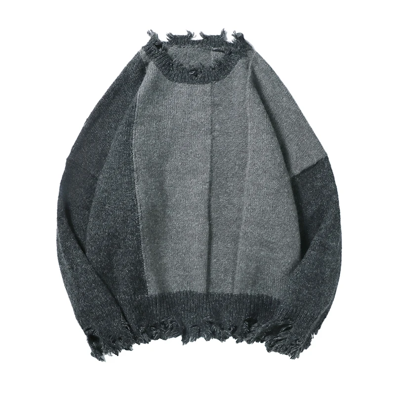 Inverno 2017 Irregular Split Joint Broken Edge Thickening Fashion Wide Version Knitted font b Men s