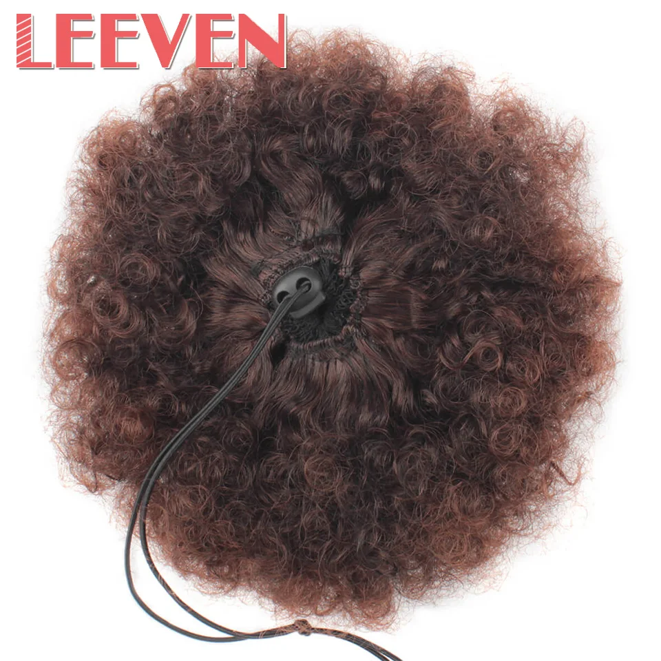 Leeven синтетический пушистый афро кудрявый парик конский хвост шнурок афро кудрявый конский хвост клип в шиньон булочка шиньон-хвост Расширения