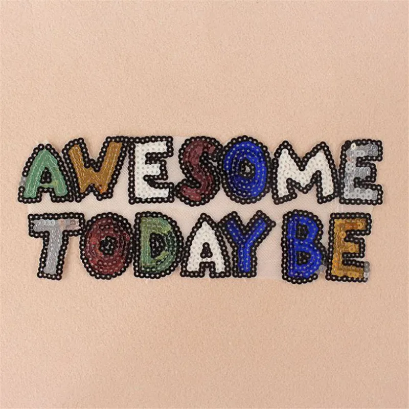 Women/Men/Kids sequins embroidery patch 25cm AWESOME TODAY BE deal with it patches for clothes T-shirt/Jeans/Coat free shipping | Дом и сад