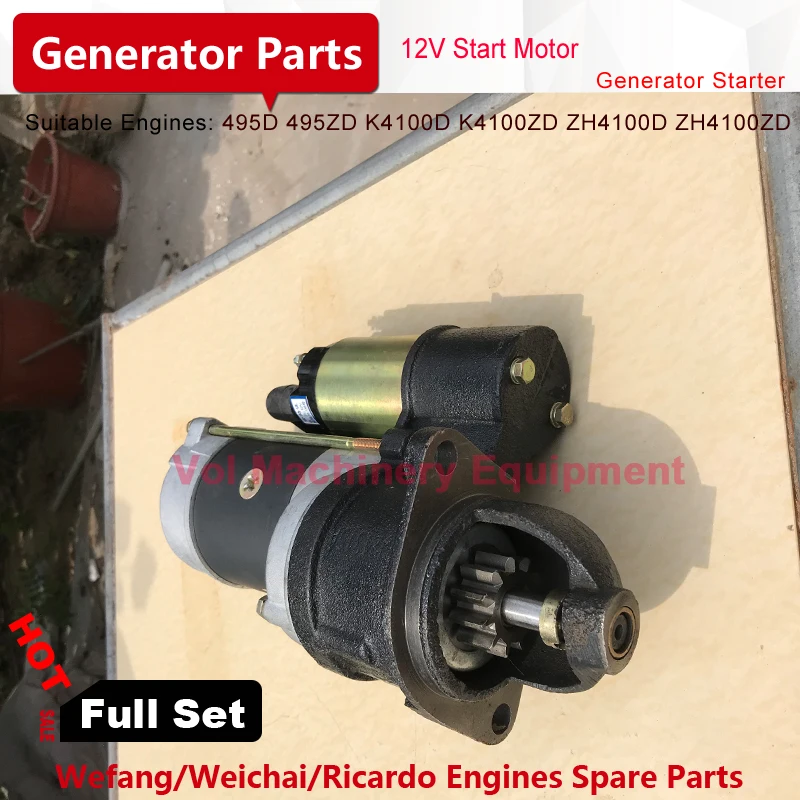 Weifang ZH4100D ZH4100ZD diesel engine 12V starter for 30kw/40kw chinese  diesel generator Start Motor 11 teeth