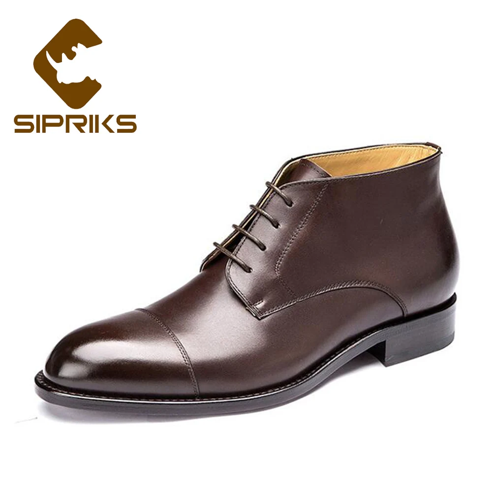 Sipriks/Итальянские ботильоны ручной работы; Цвет Черный; мужские коричневые ботинки из натуральной кожи; рабочие ботинки; элегантные ботинки для жених свадьба;