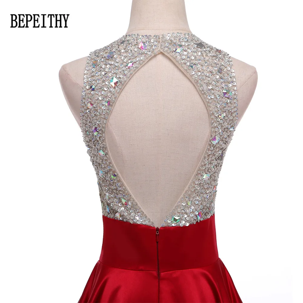 BEPEITHY 2019 новый дизайн vestido de festa Замочная скважина бусины линии Выпускные платья бордовый атлас вечерние длинные