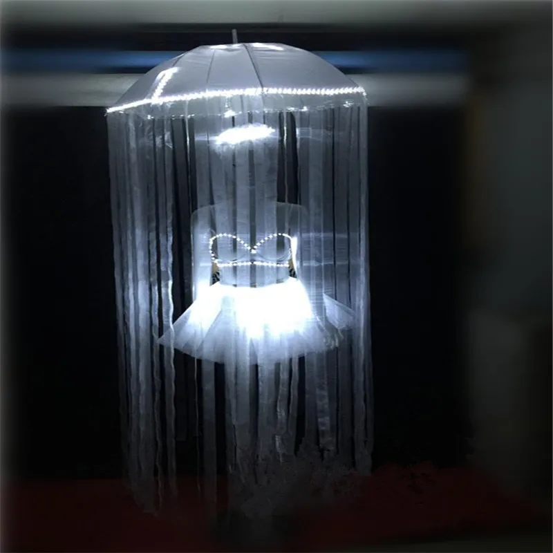 

BC46 Ballroom dance led light costumes luminous umbrella singer wears dresses dj skirt party Jellyfish bra female outfit clothes
