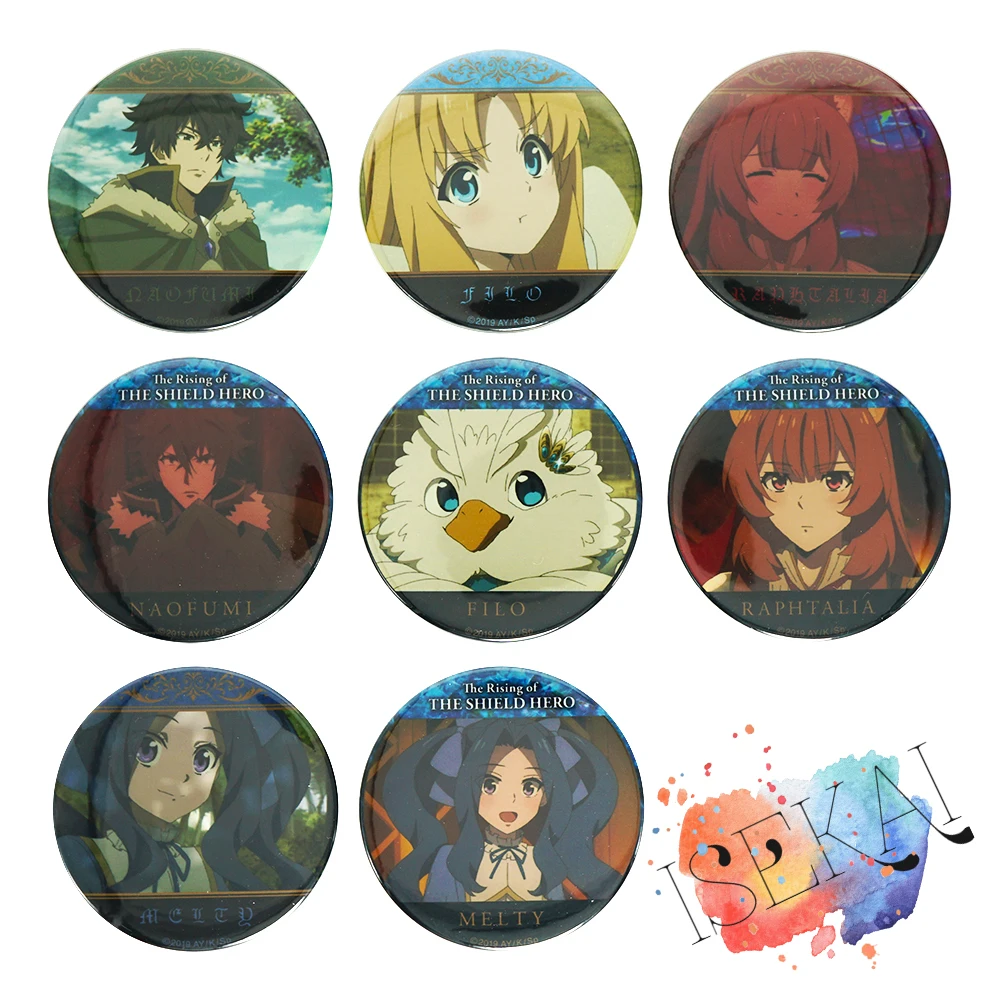 

The Rising of the Shield Hero Tate No Yuusha No Nariagari Anime Naofumi Raphtalia Firo Filo Melty Badge Brooch Pins