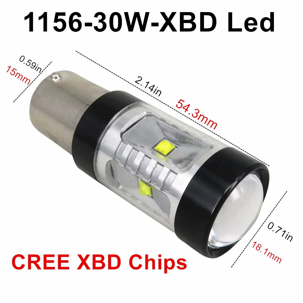 WLJH 2x30 Вт 800lm 6-Cree-XBD чип 1156 BA15S P21W светодиодный S25 объектив Авто поворотник Стоп задний тормозной светильник резервная лампа DRL лампы
