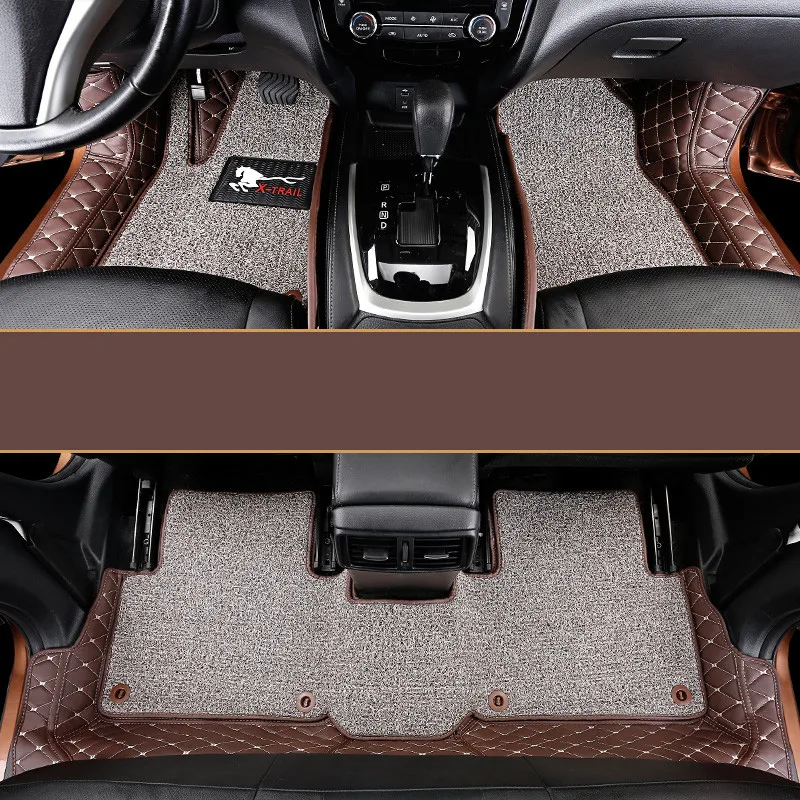 Для Nissan X-trail X trail T32- автомобильные коврики Роскошные-объемные кожаные коврики ковровые вкладыши автомобильный коврик интерьер автомобиля модифицированный - Цвет: coffee