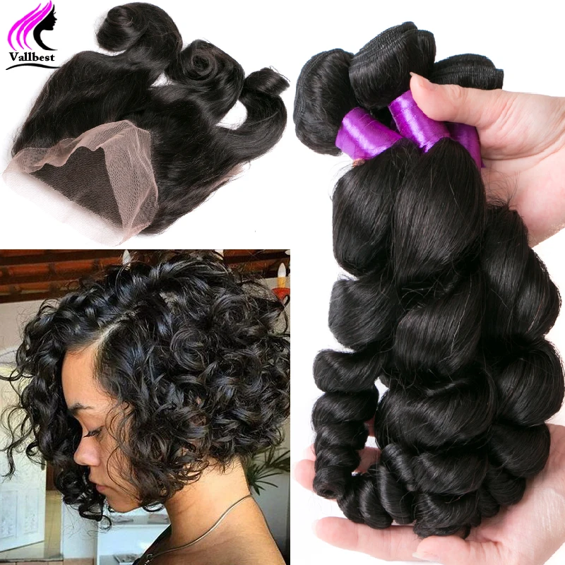 Brazilian Virgin Hair With Frontal Closure Bundle 360 Frontal With Bundles Brazilian Loose Wave 4 Bundles With Frontal Closure