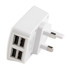 4 Ports USB Travel Charging With UK Plug White