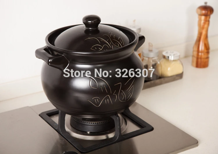 

Chinese 5L 4KGS ceramic sand pot cookware stock porridge earthen pot saucepan marmite stew soup stew tureen casserole pan