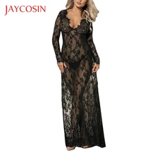 JAYCOSIN женское сексуальное Неглиже Ночная сорочка кружевное белье красивая длинная юбка черное нижнее белье без косточек без регулируемых бретелей кружево