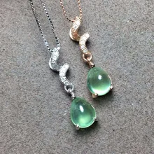 Натуральный пренит камень кулон 925 серебро натуральный драгоценный камень кулон ожерелье Модные Элегантные волны женщин Девушка ювелирные изделия