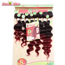 8 дюймов/8-14 дюймов(8 шт./упак.) черный бразильский глубокий вьющиеся волосы Свободные волна плетение Химическое наращивание волос утка Ombre коричневый странный вьющиеся