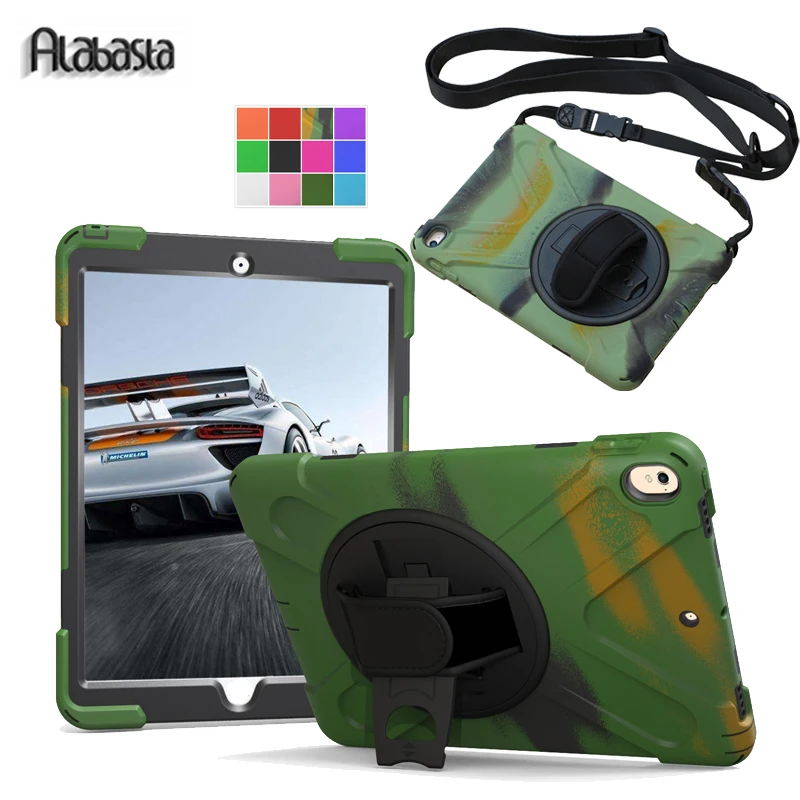 

Alabasta For Apple iPad Pro 10.5 Case Shockproof Heavy Duty Hard 360 Degree Rotation Armor Straps Pc + Silicone Stand Shell pen