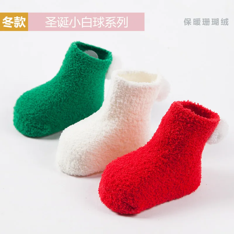 

2019 PPXX 3pairs/lot Winter Christmas Fur New Born Baby Socks Infant Girl Boy Socks for Kids Custom Cotton Soft Antislip