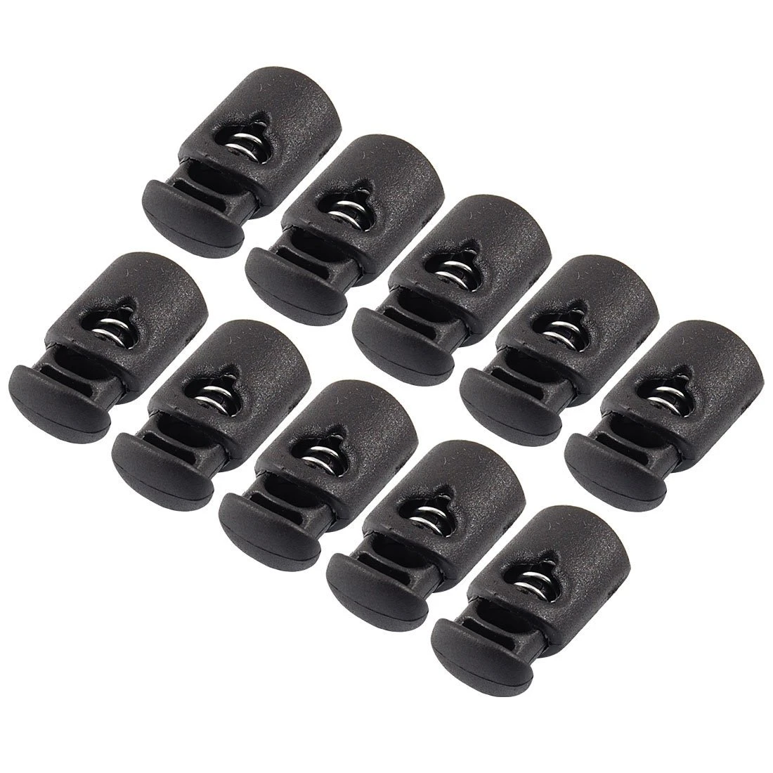 New 10Pcs Black Plastic Toggle Spring Clasp Stop Single Hole String Cord Locks New 10Pcs Black Plastic Toggle Spring Clasp Stop Single Hole String Cord Locks