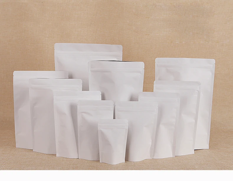 1 White kraft paper Aluminum foil bag,standing bag,zipper ziplock bag packaging,sto rage,candy,coffee,biscuit (1)