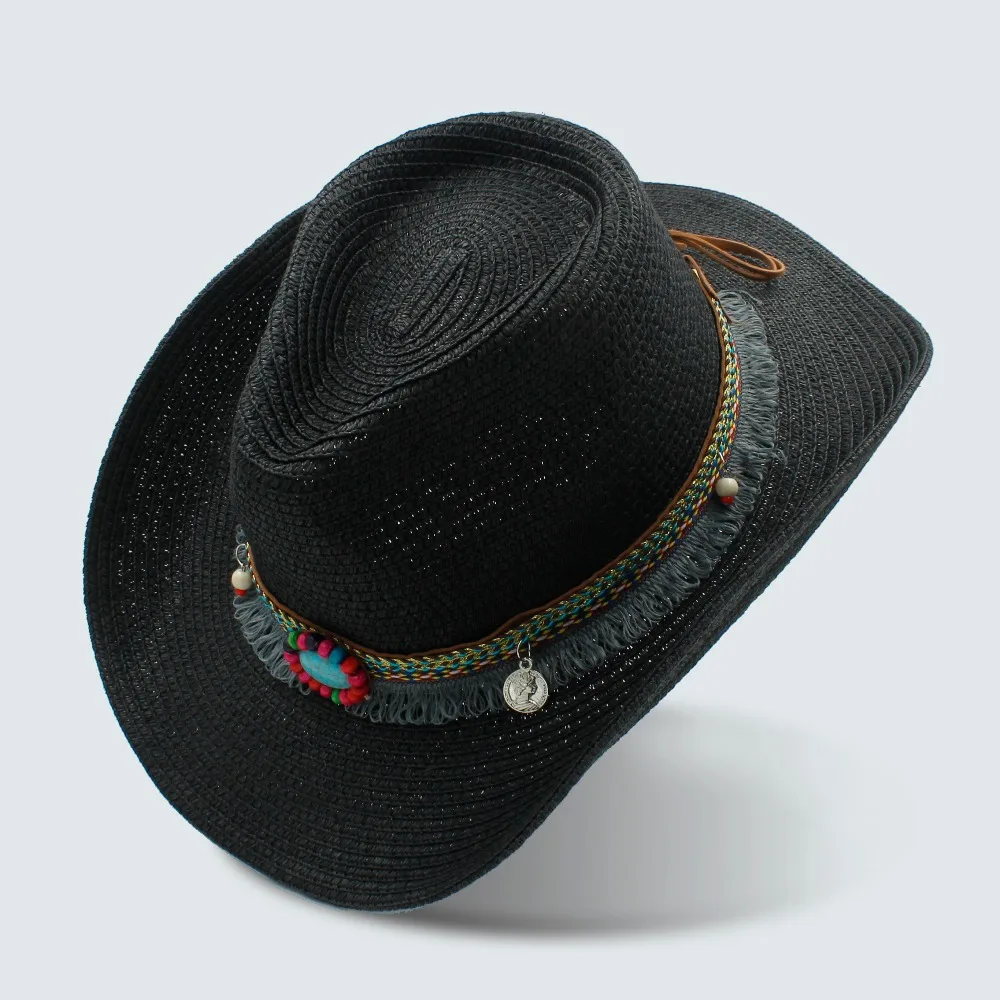 

Handwork Summer Women's Men's Hollow Western Cowboy Hat For Gentleman Western Word Cowgirl Jazz Cap Summer Straw Beach Sun Hat
