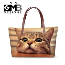 3D Funny Cat Print Womens Tote Animals Handbags Women Shopping Bags For Fashion Lady Female Casual Beach Bag Casual Shoulder Bag