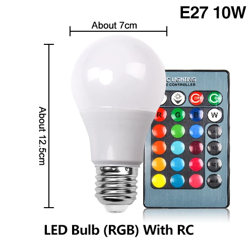 Светодиодный RGB лампа E27 E14 GU10 3W 5W 10W Цвет Magic Точечный светильник 24key Дистанционное Управление затемнения светодиодный Ночной светильник 110V 220V Праздник - Испускаемый цвет: E27 10W With RC