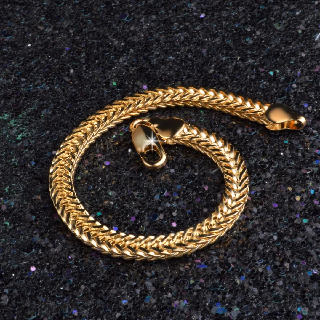 Womens Men 18K Yellow Gold Plating Bracelet Bangle Fashion Luxury Jewelry