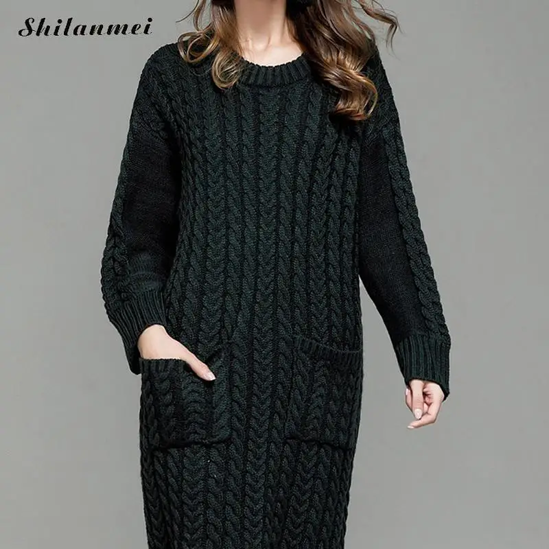 Nieuwe Twist Vrouwen lange trui jurk 2017 Winter Koreaanse lange mouw Gebreide Maxi Jurk Elegante Slanke Elastische Split Jurk Vestidos Nieuwe Twist Vrouwen lange trui jurk 2017 Winter Koreaanse lange mouw Gebreide Maxi Jurk Elegante Slanke Elastische Split Jurk Vestidos