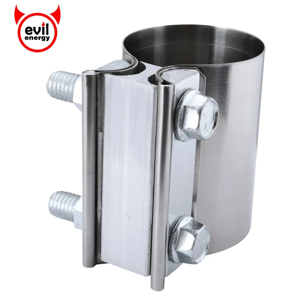 evil energy Stainless 2.5inch Butt Joint Band Exhaust Clamp Catback Downpipe Band Clamp Sleeve