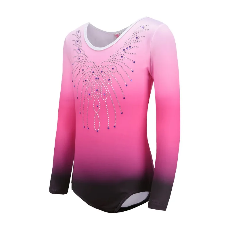 

Patterned Gradient Body Suit Long-Sleeved Diamond Ballet Gymnastics Clothes Exercise Clothes Dance Clothes