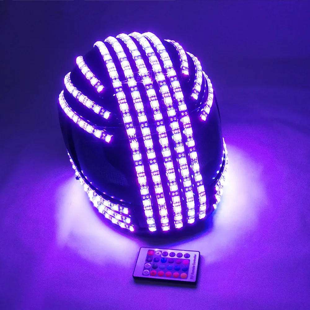 

LED Helmet Monochrome Full color luminous Racing helmets RGB Waterfall effect Glowing Party DJ Robot Mask