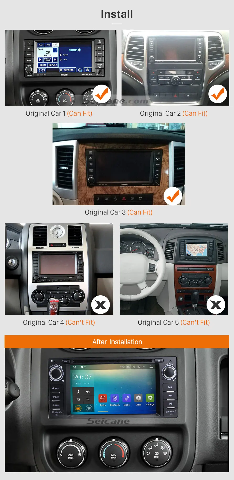 Top Seicane 7" Android 7.1 1 DIN car DVD Radio GPS Bluetooth System for Jeep Grand Cherokee with USB WIFI AUX Support DAB 1080P DVR 4