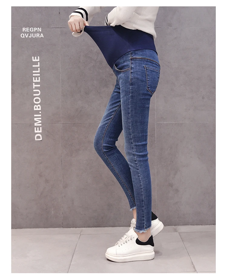 Джинсы для беременных женщин весенняя и осенняя новая одежда тонкие корейские модные брюки с 9 точками