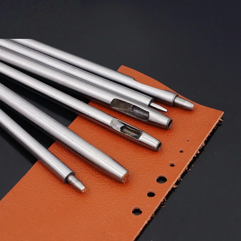 

10Pcs/Set 45#Steel DIY Handmade Belt Punching Tools Leather Handicraft Puncher Set Leather Leather Hole Punch Hollow Drilling