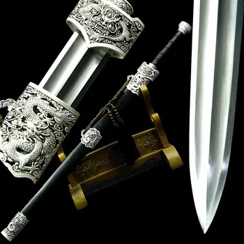

Handmade Sharp Chinese Sword KungFu Han Tang Dao Jian High Manganese Steel Blade-Double Engroove
