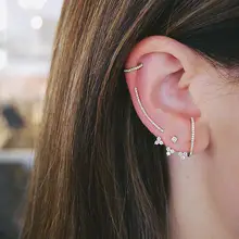 Геометрический дизайн, округлый, Круглый, три фианита, модные ювелирные изделия, Прямая поставка, розовое золото, серебро, Модные Изящные серьги