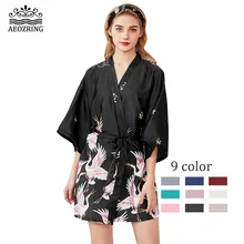 AEOZRING женский шелковый атлас сексуальные пижамы Короткие для свадьбы, невесты, подружки невесты халат кимоно халат Feminino банный халат большой Халат