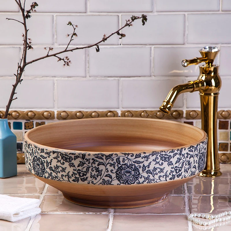 Europe Style Handmade Countertop Basin Bathroom Sink Ceramic wash basin brown | Обустройство дома
