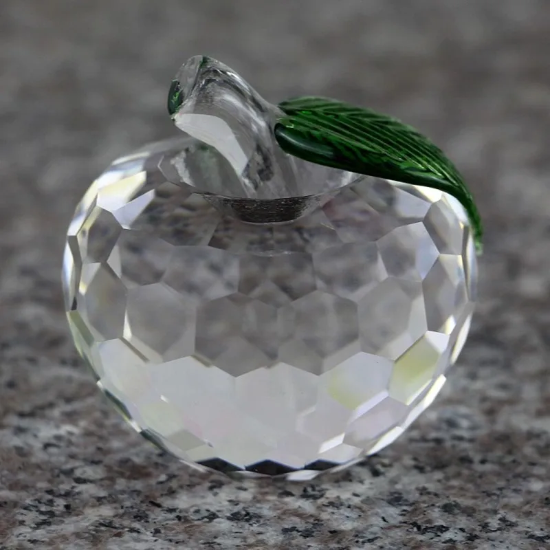 50mm Clear Cut Crystal Apple Paperweight Glass Paperweight Fruit Crafts Gifts Art&Collection