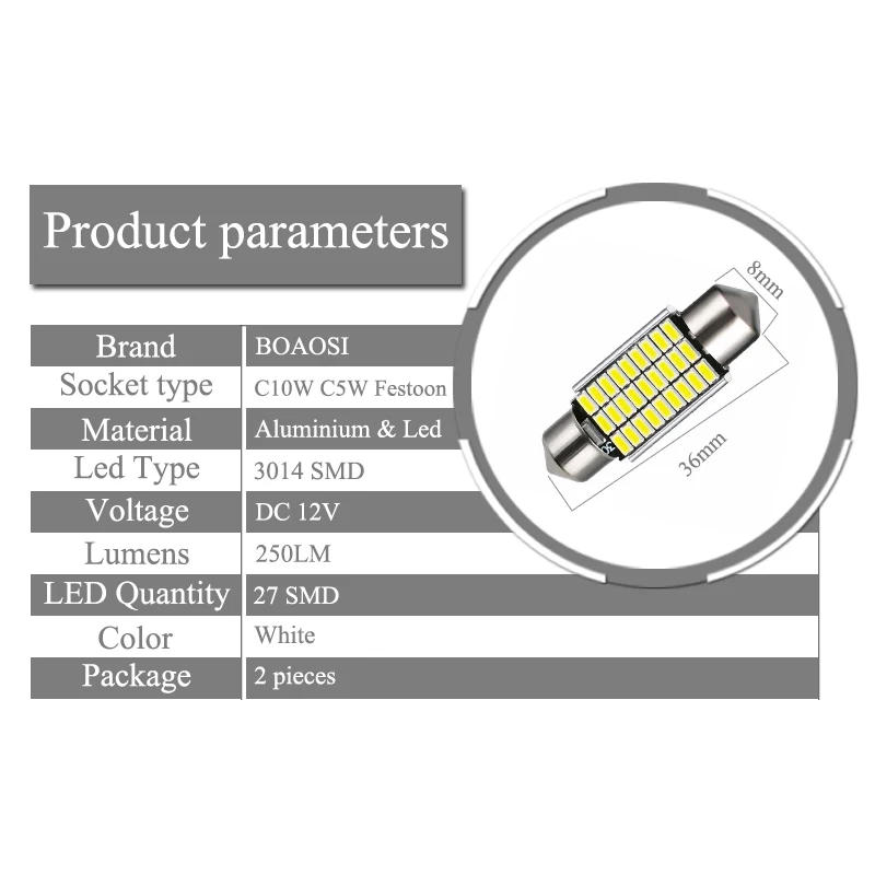 2x купол с фестонами 3014SMD ошибок яркий белый светодиодный фонарь освещения номерного знака для BMW E36 E39 E46 E90 E91 E92 E53 E60 E65 E71