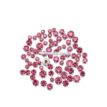

NEW ! MIX Size/some Size Rose 4mm-8mm Crystal Glass Sew-on Rhinestones Silver or Gold Bottom DIY Women's Dresses 50pcs-200pcs